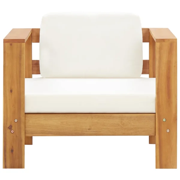 Gartenstuhl Massivholz Akazie mit Auflagen Creme – Bild 2