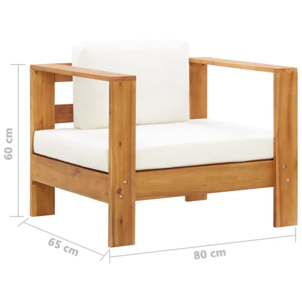 Gartenstuhl Massivholz Akazie mit Auflagen Creme – Bild 6