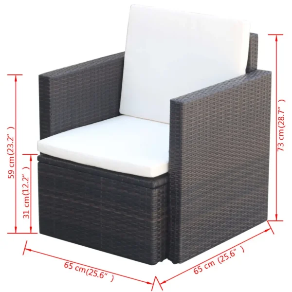Gartenstuhl aus Poly Rattan Braun – Bild 5