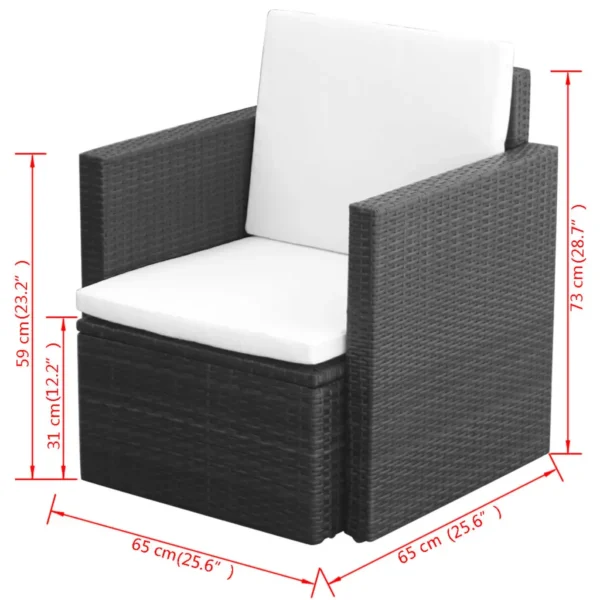 Gartenstuhl aus Poly Rattan Schwarz – Bild 5