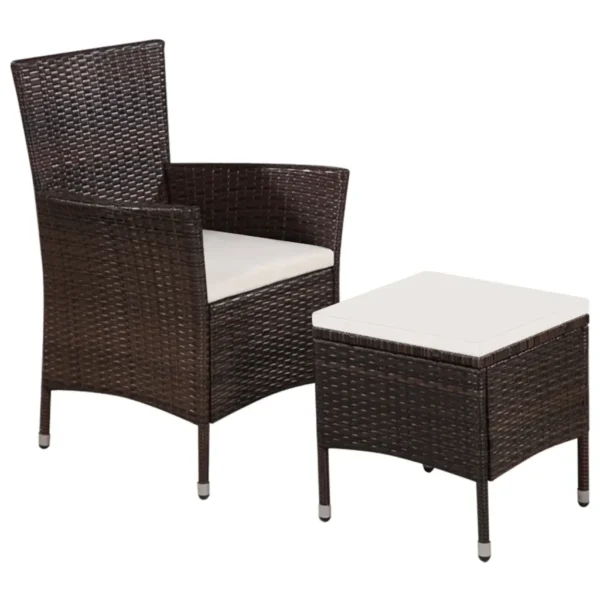 Gartenstuhl und Hocker Poly Rattan Braun
