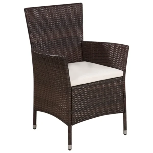 Gartenstuhl und Hocker Poly Rattan Braun – Bild 2