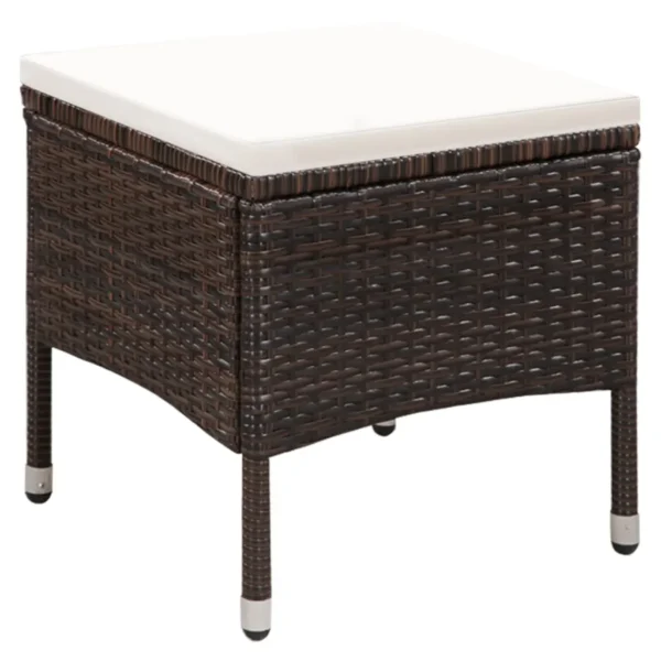 Gartenstuhl und Hocker Poly Rattan Braun – Bild 3