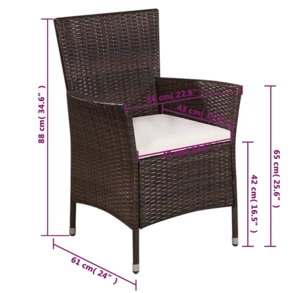 Gartenstuhl und Hocker Poly Rattan Braun – Bild 4