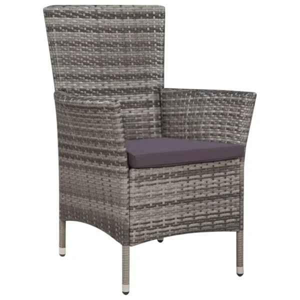 Gartenstuhl und Hocker Poly Rattan Grau – Bild 2
