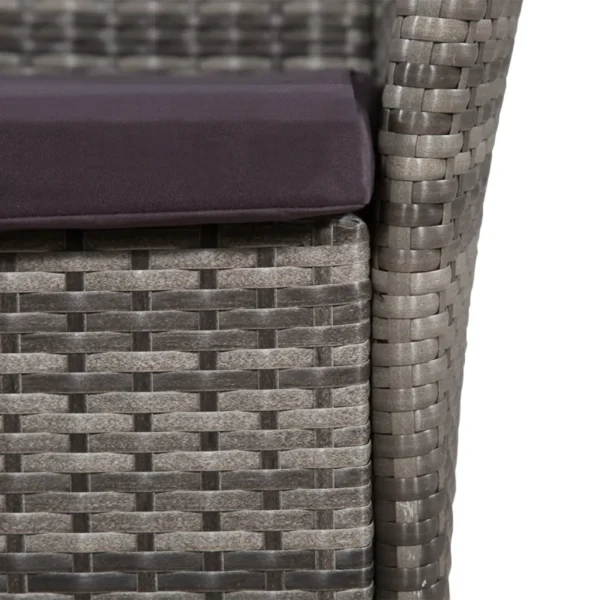 Gartenstuhl und Hocker Poly Rattan Grau – Bild 3