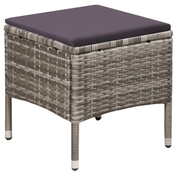 Gartenstuhl und Hocker Poly Rattan Grau – Bild 4