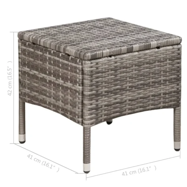Gartenstuhl und Hocker Poly Rattan Grau – Bild 6