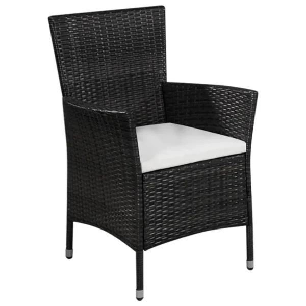 Gartenstuhl und Hocker Poly Rattan Schwarz – Bild 2