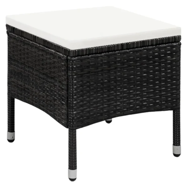 Gartenstuhl und Hocker Poly Rattan Schwarz – Bild 3