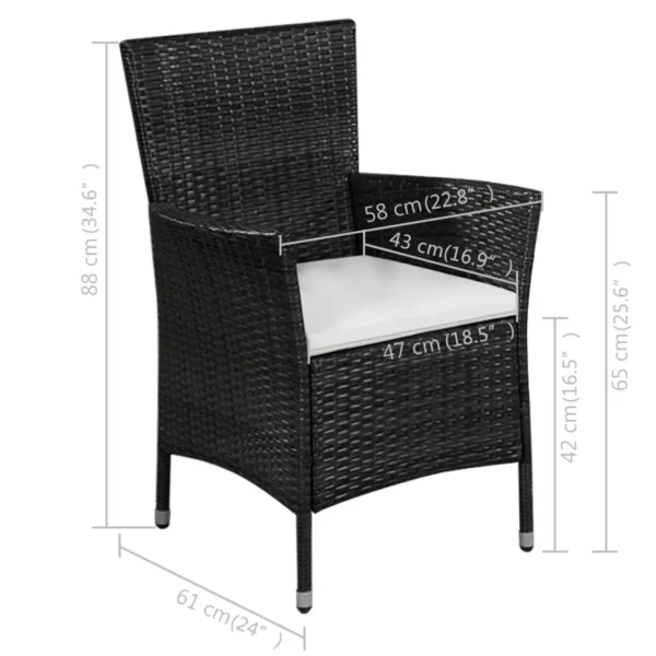 Gartenstuhl und Hocker Poly Rattan Schwarz – Bild 4