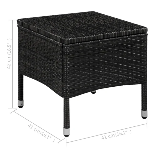Gartenstuhl und Hocker Poly Rattan Schwarz – Bild 5