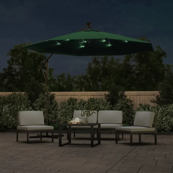 Sonnenschirm Ampel 300 cm Grün mit LED – Bild 3