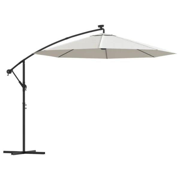 Sonnenschirm Ampel 300 cm Sandweiß mit LED
