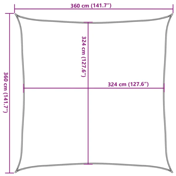 Sonnensegel Quadratisch 360 x 360 cm Creme – Bild 8