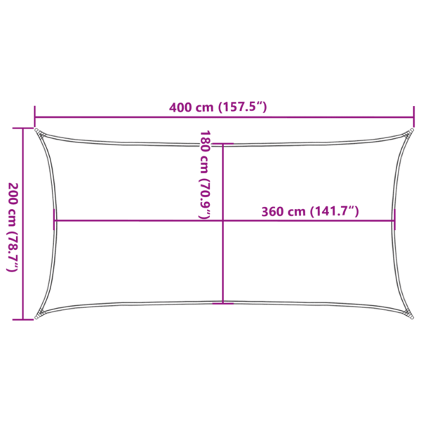 Sonnensegel Rechteckig 200 x 400 cm Creme – Bild 8
