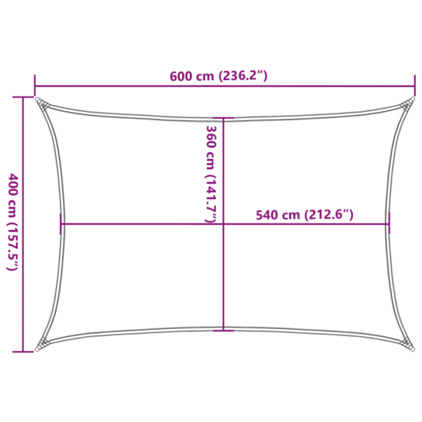 Sonnensegel Rechteckig 400 x 600 cm Creme – Bild 8